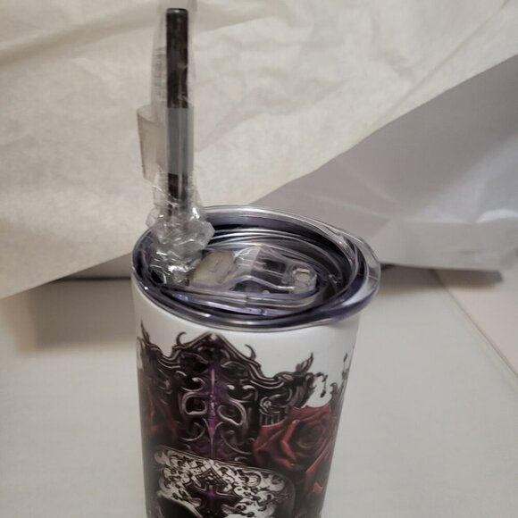 GLOW IN THE DARK SKULL 20oz TUMBLER WITH STRAW NEW - Picture 4 of 5